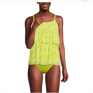 Lands’ End Chlorine Resistant Mesh Scoop Neck Tiered Tankini Top